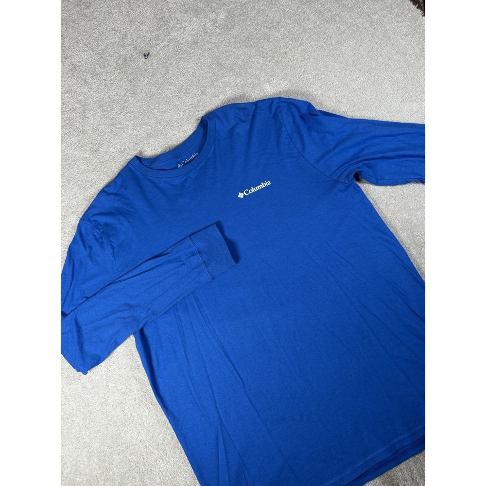 Columbia‎ Long Sleeve Shirt Mens LG Blue Sportswear Co. 100% Cotton Outdoor Hike